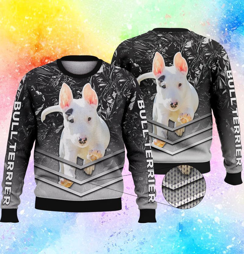 White Bull Terrier Black Ugly Christmas Sweater- Best Christmas Gifts 2023