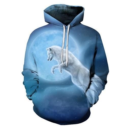 White Wolf Blue Moon 3D Hoodie