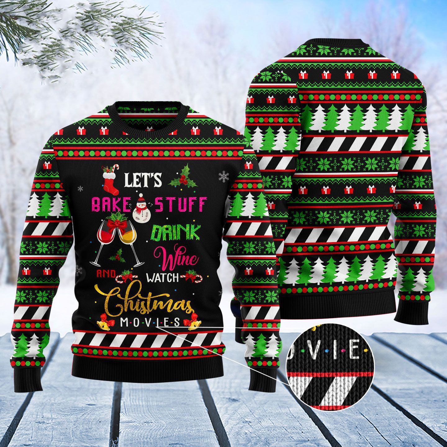 Wine Christmas Movie Ugly Christmas Sweater- Best Christmas Gifts 2023