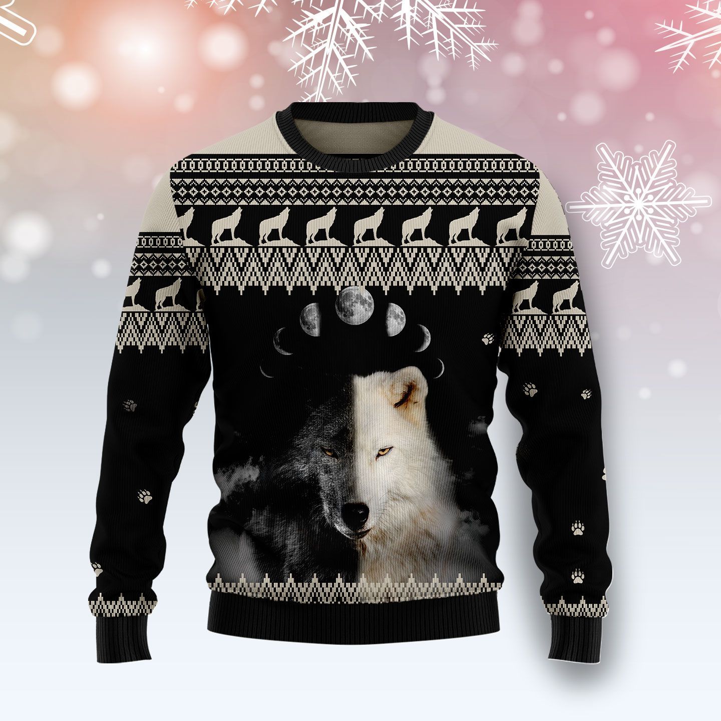 Wolf Day And Night Ugly Christmas Sweater – Best Christmas Gifts 2023