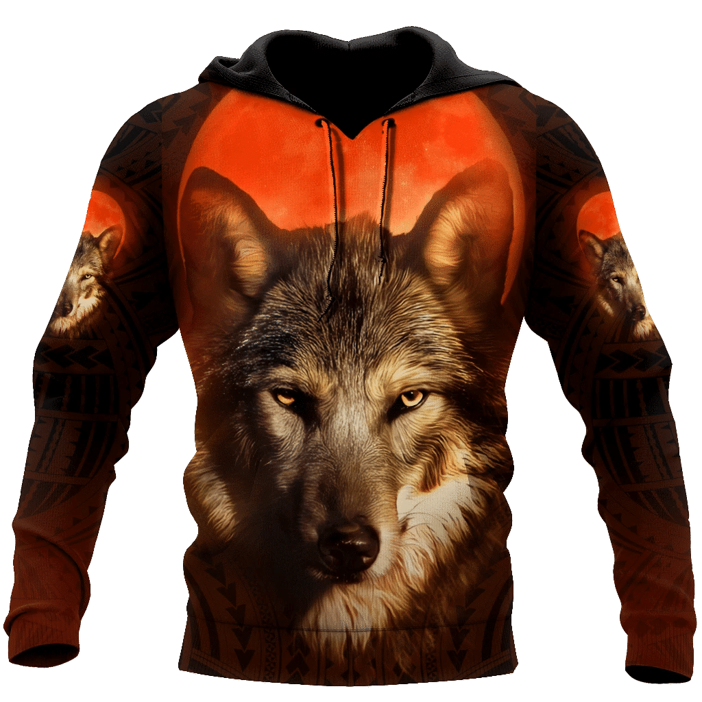 Wolf Orange 3D Hoodie