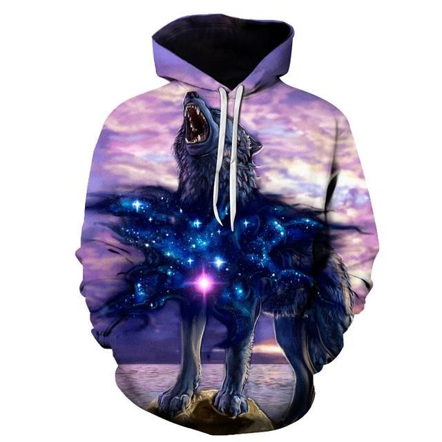 Wolf Star Heart 3D Hoodie