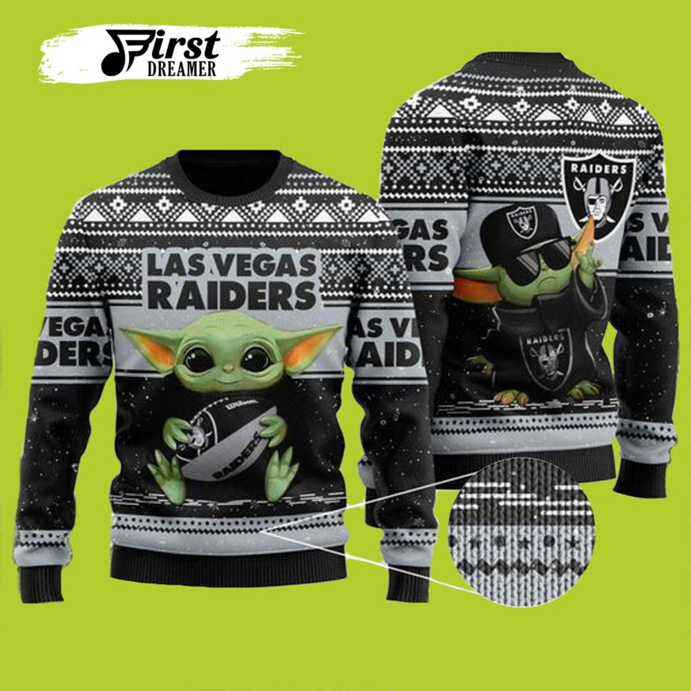 Yoda Ugly Christmas All Over Print Raiders Ugly Christmas Sweater- Best Christmas Gifts 2023