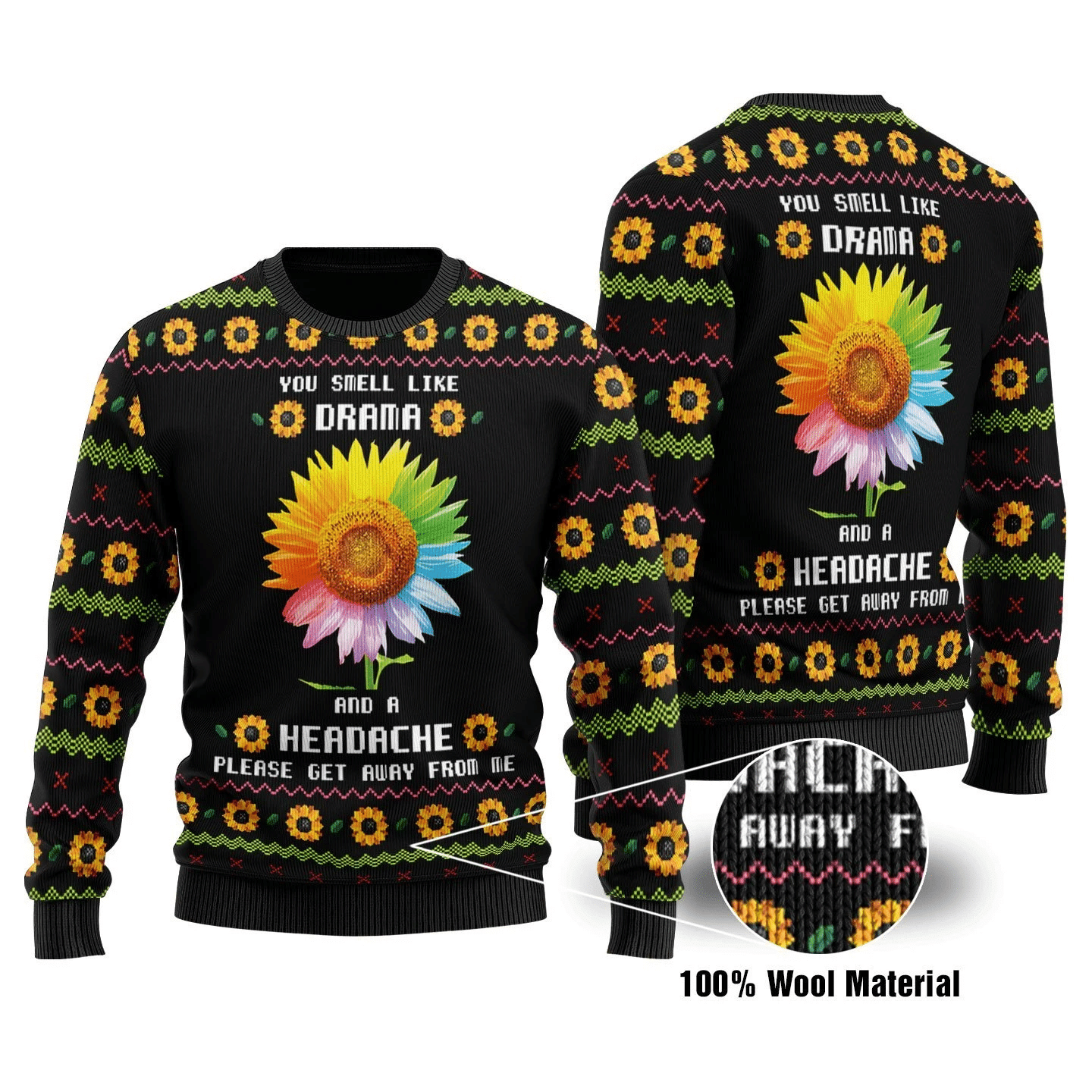 You Shell Like Drama And A Headache Please Get Away From Me Ugly Christmas Sweater – Best Christmas Gifts 2023
