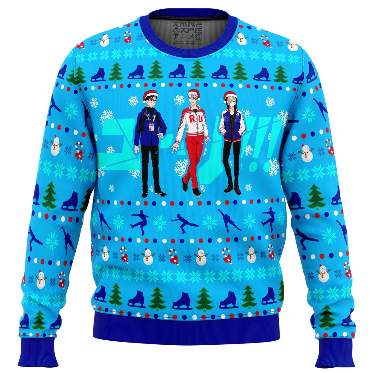 Yuri on Ice The Top 3 Ice Skaters Ugly Christmas Sweater- Best Christmas Gifts 2023