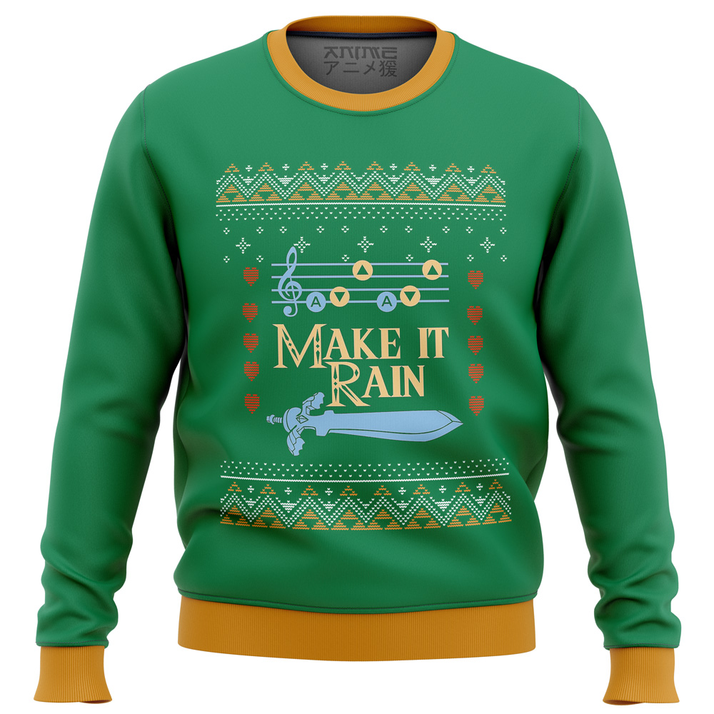 Zelda Make it Rain Ugly Christmas Sweater- Best Christmas Gifts 2023